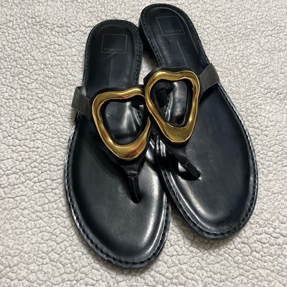 Dolce Vita Black and Gold Sandals